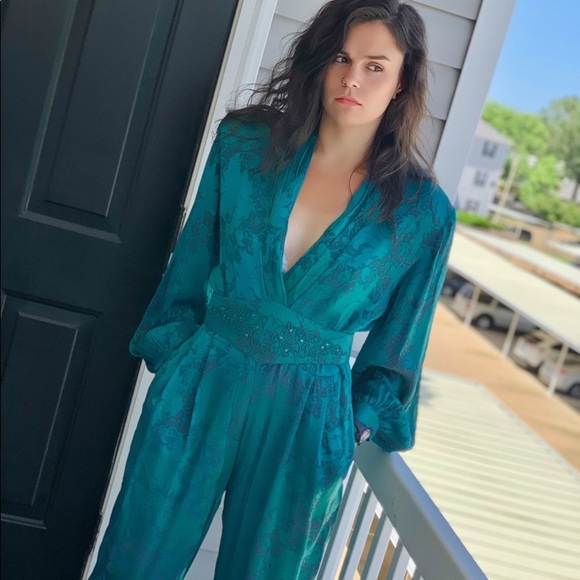 Vintage 80s floral boho romper jumper jumpsuit - Picture 6 of 10